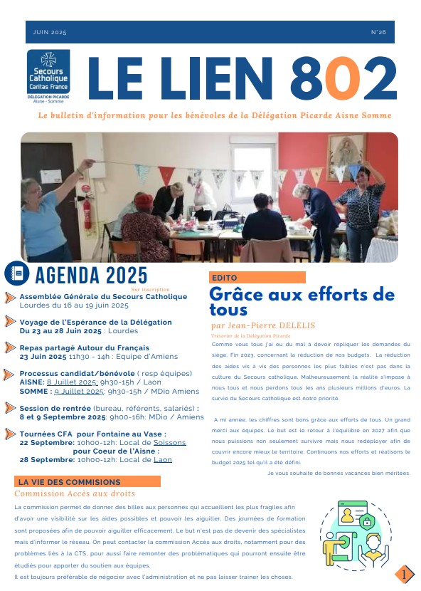 JUIN 2025: Bulletin d'information aux bénévoles de l' Aisne et de la Somme JUIN 2025: Bulletin d'information aux bénévoles de l' Aisne et de la Somme